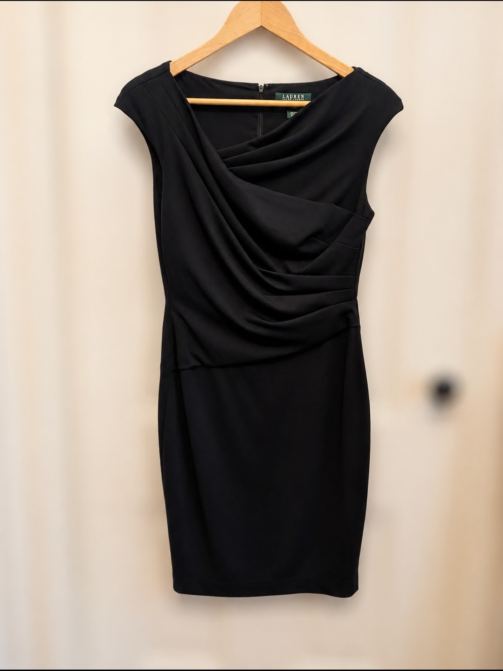 Lauren Ralph Lauren With Draped Asymetrical Neckline Cap-Sleeve Midi Dress
